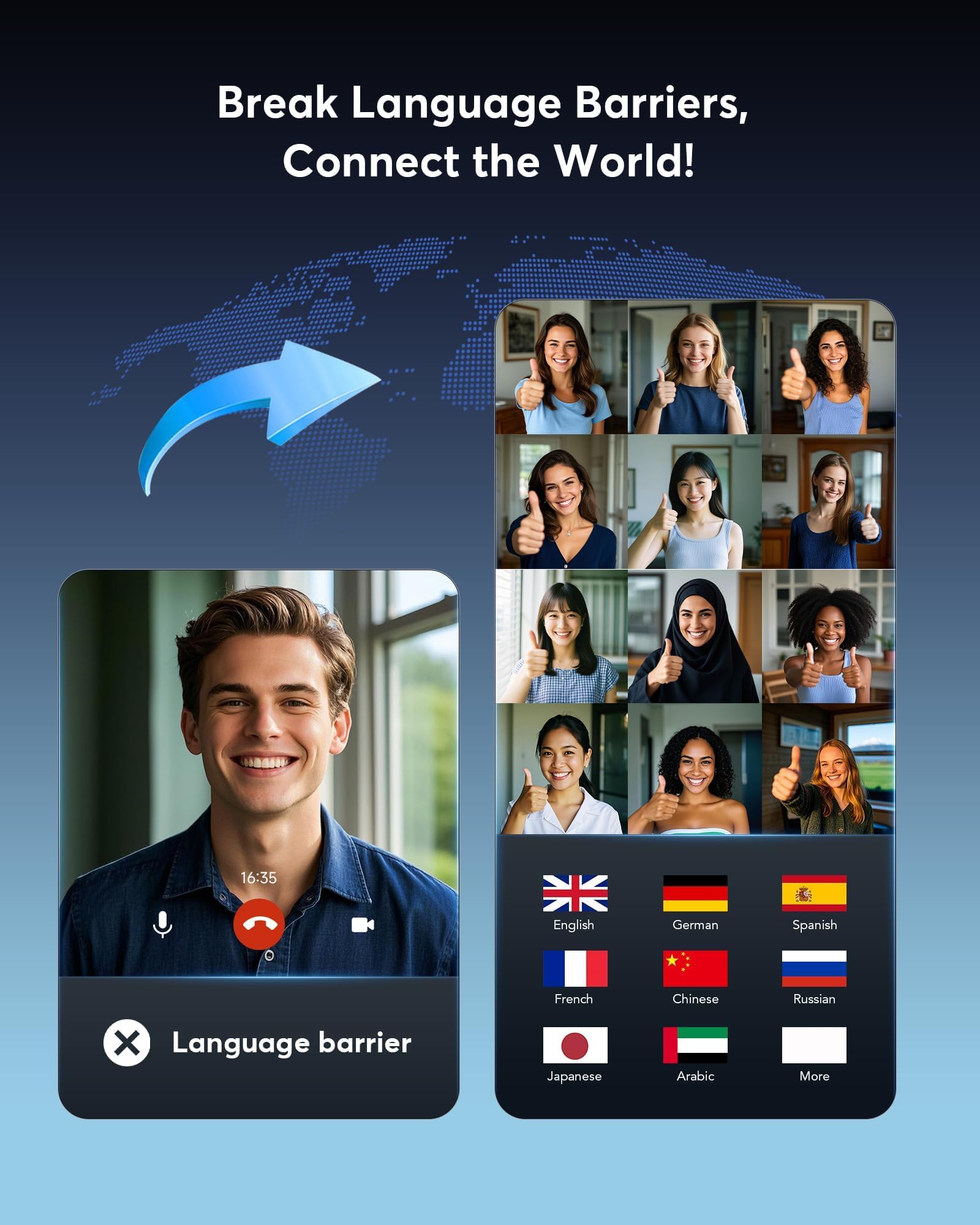 Q16 AI Translation Earbuds 198 Languages Real-Time