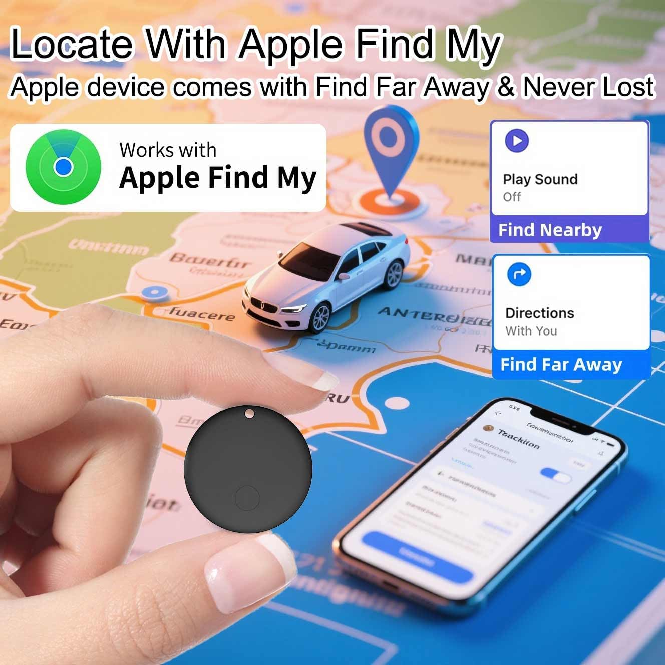 2Pcs GPS Tracker Support  Find My(iOS Only), No Month Fee NO Subscription No SIM