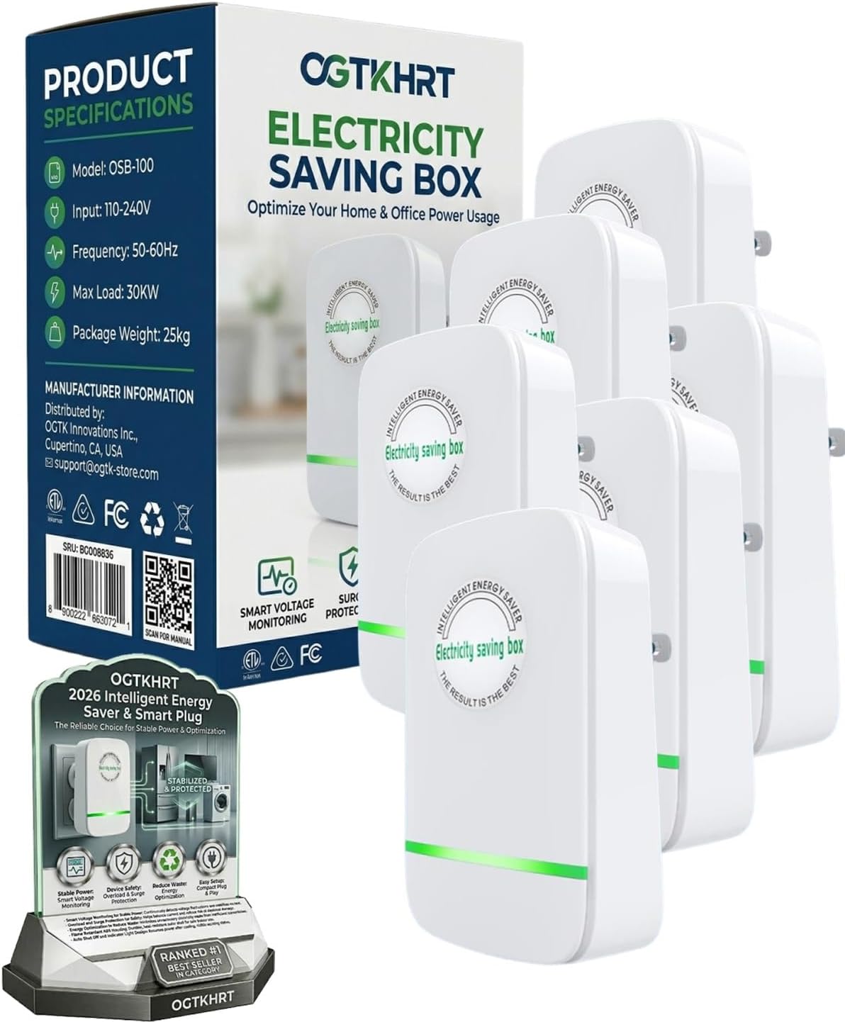 Stopwatt SmartPlug Device US Plug 90V-250V 30KW 2 Pack